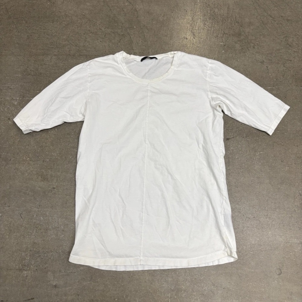 LA HAINE INSIDE US Size M White Cotton Raw Hem T-shirt Raglan Type, Medium